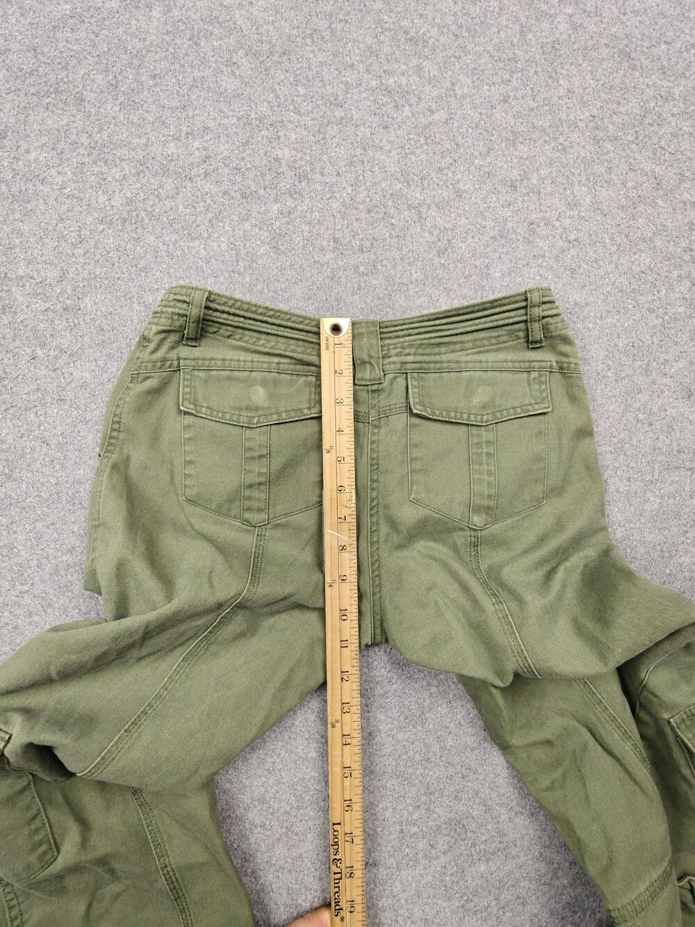 Brandy Melville Cargo Pants Womens One Size Green Twill Adjustable Waist Utility - Picture 8 of 11